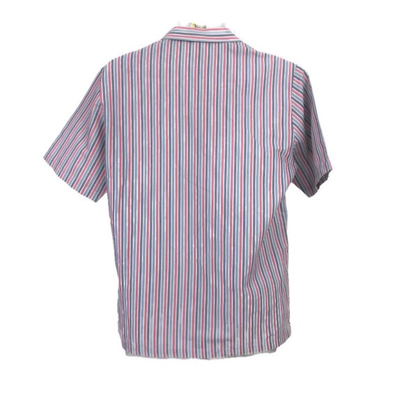 One on One Short Sleeve Button Up Men's Casual Multicolored Striped Shirt Sze M - Picture 8 of 9